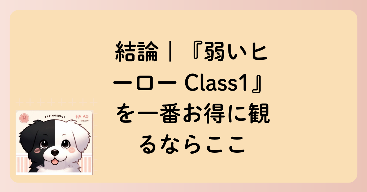 結論｜『弱いヒーロー Class1』を一番お得に観るならここの文字イラスト
